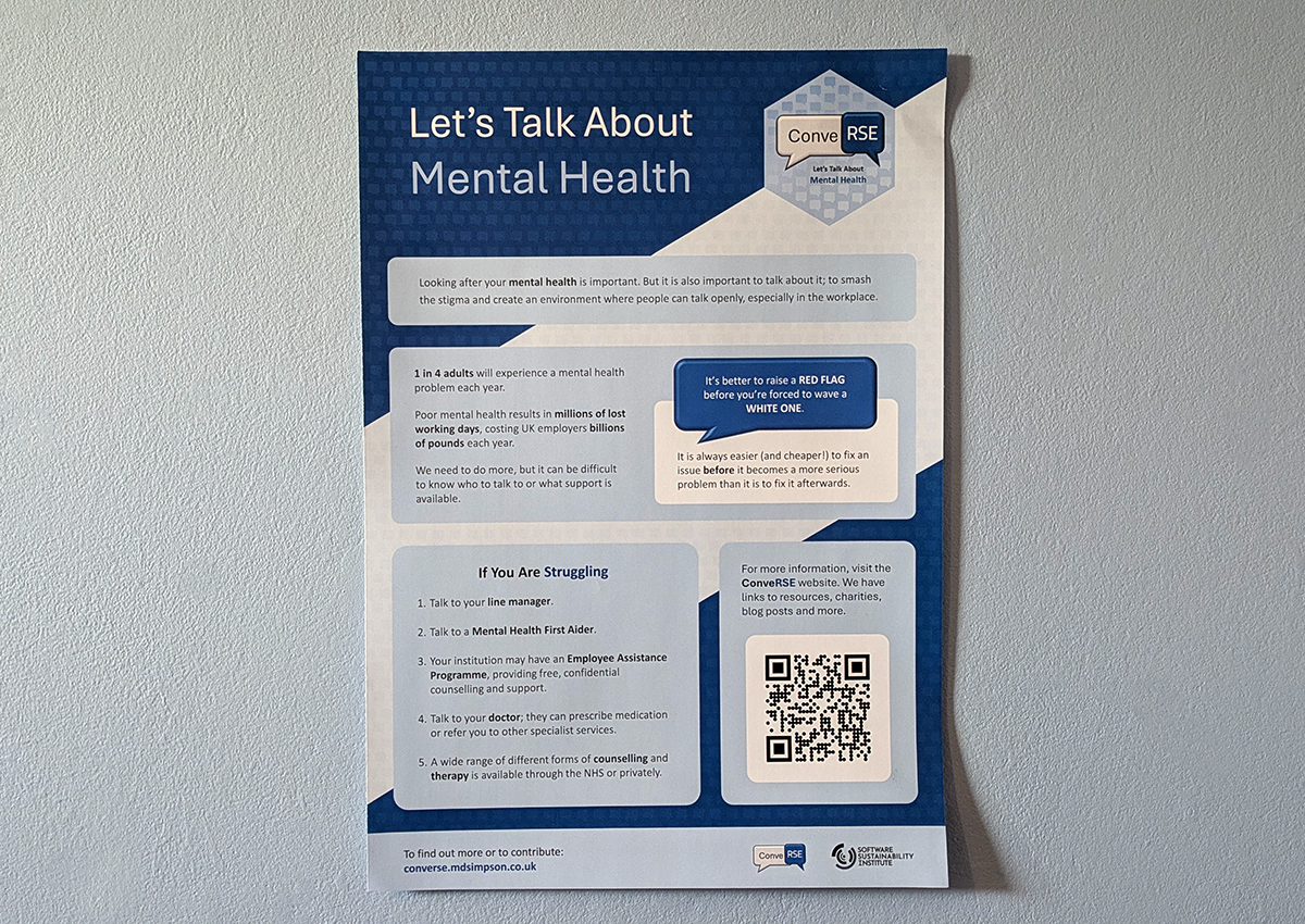 The front and back of the ConveRSE 'Let's Talk about Mental Health' poster